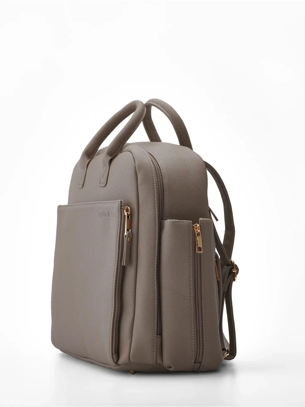 Ayla & Co ‘The Ayla’ taupe vegan leather diaper bag with accessories